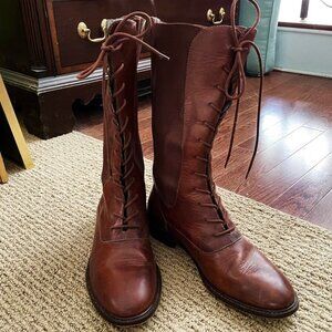 Cole Haan Country Brown Leather Lace Up Riding Boots Womens Size 10B